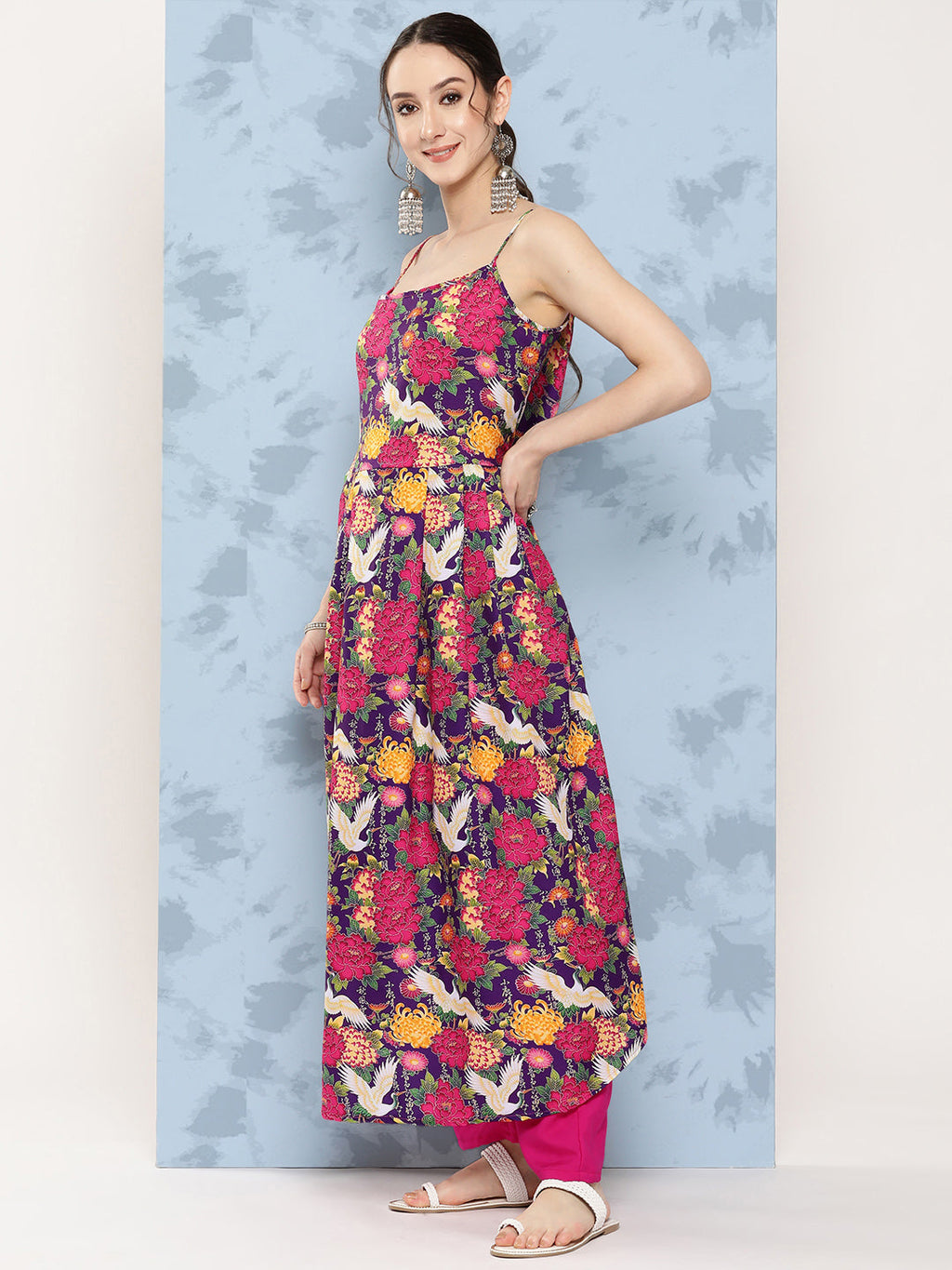 InWeave Women's Navy Bird Japanese Art Strappy Set | Grocsy