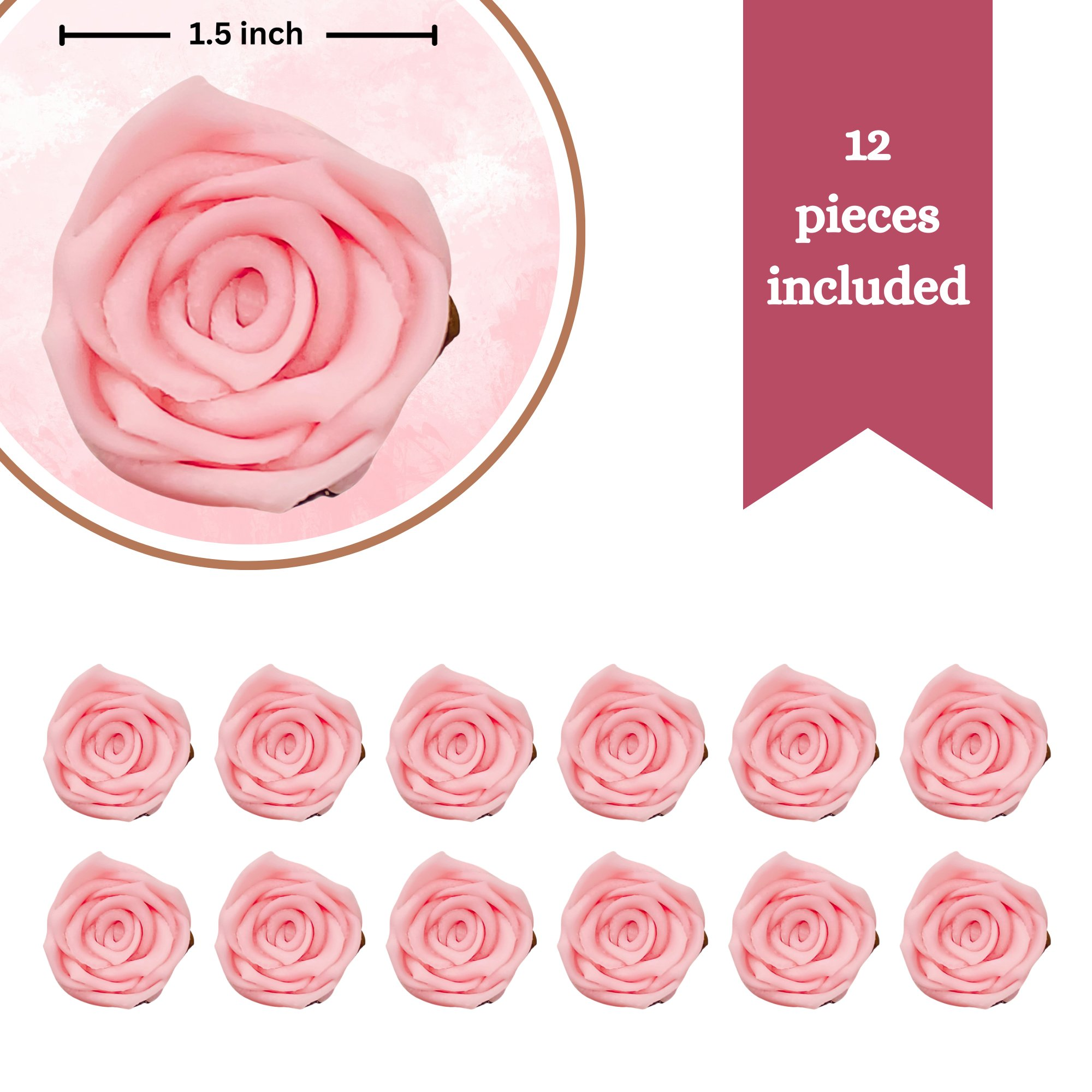 Confect Blush Pink | Edible Sugar Roses Topper | Grocsy