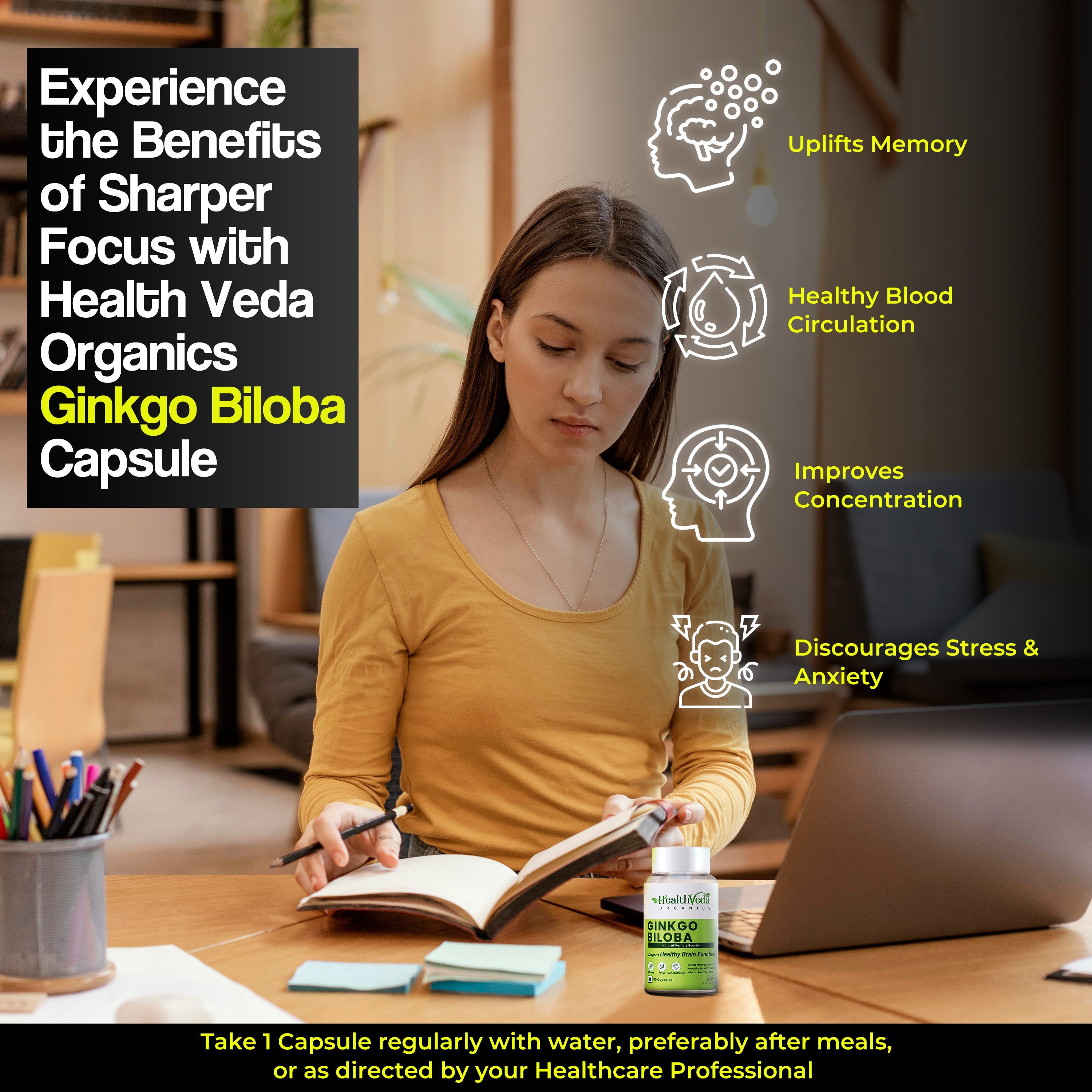 Health Veda Organics Ginkgo Biloba Capsules | Grocsy