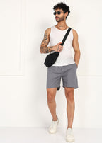 Fabmade Slate Drift Linen Pyjama Shorts | Grocsy