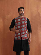 trueBrowns Men's Rust Printed Nehru Jacket | Grocsy