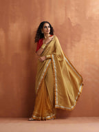 trueBrowns Gold Tissue Ready To Wear Saree | Grocsy