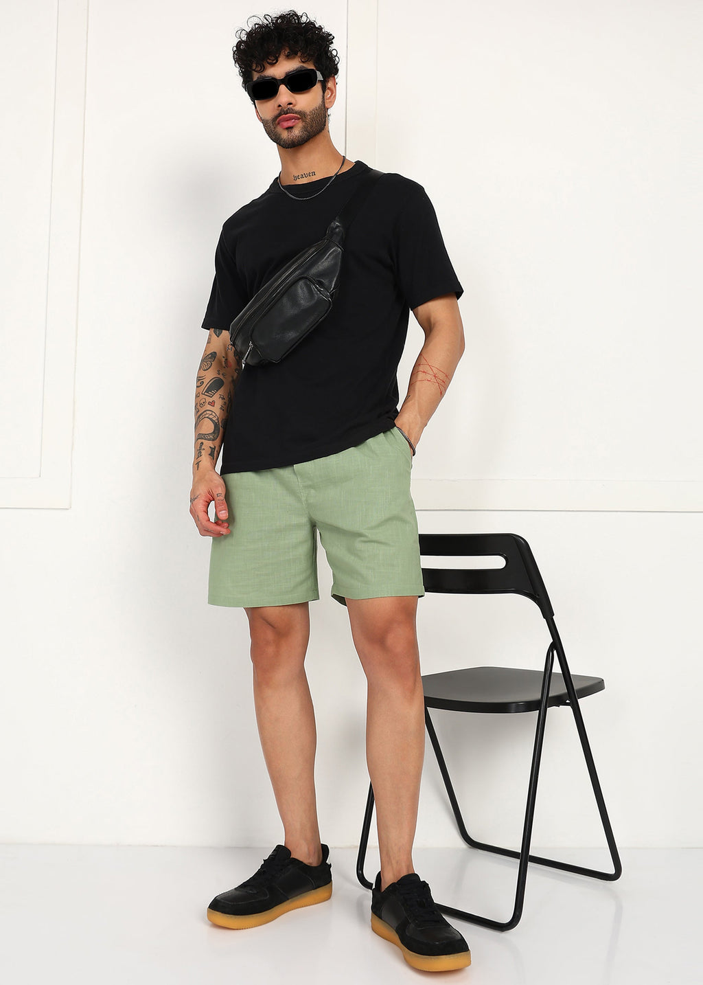 Fabmade Sage Linen Shorts | Grocsy