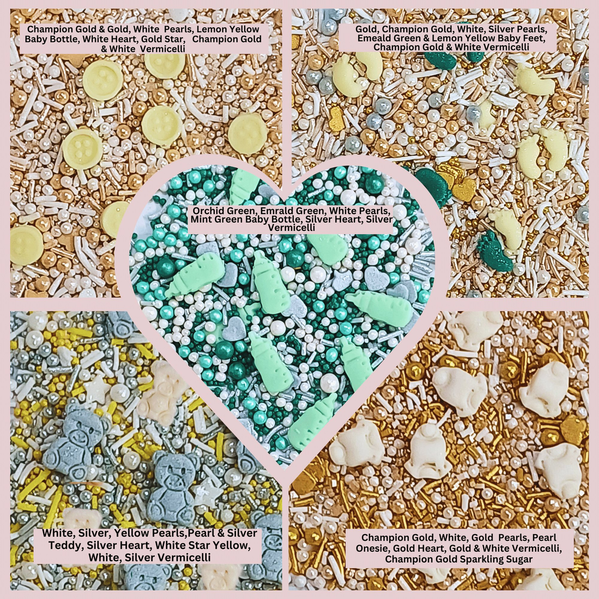 Confect Baby Shower Sprinkles | Birthday Sprinkles Pack of 5 (BABY SHOWER -06	) | Grocsy