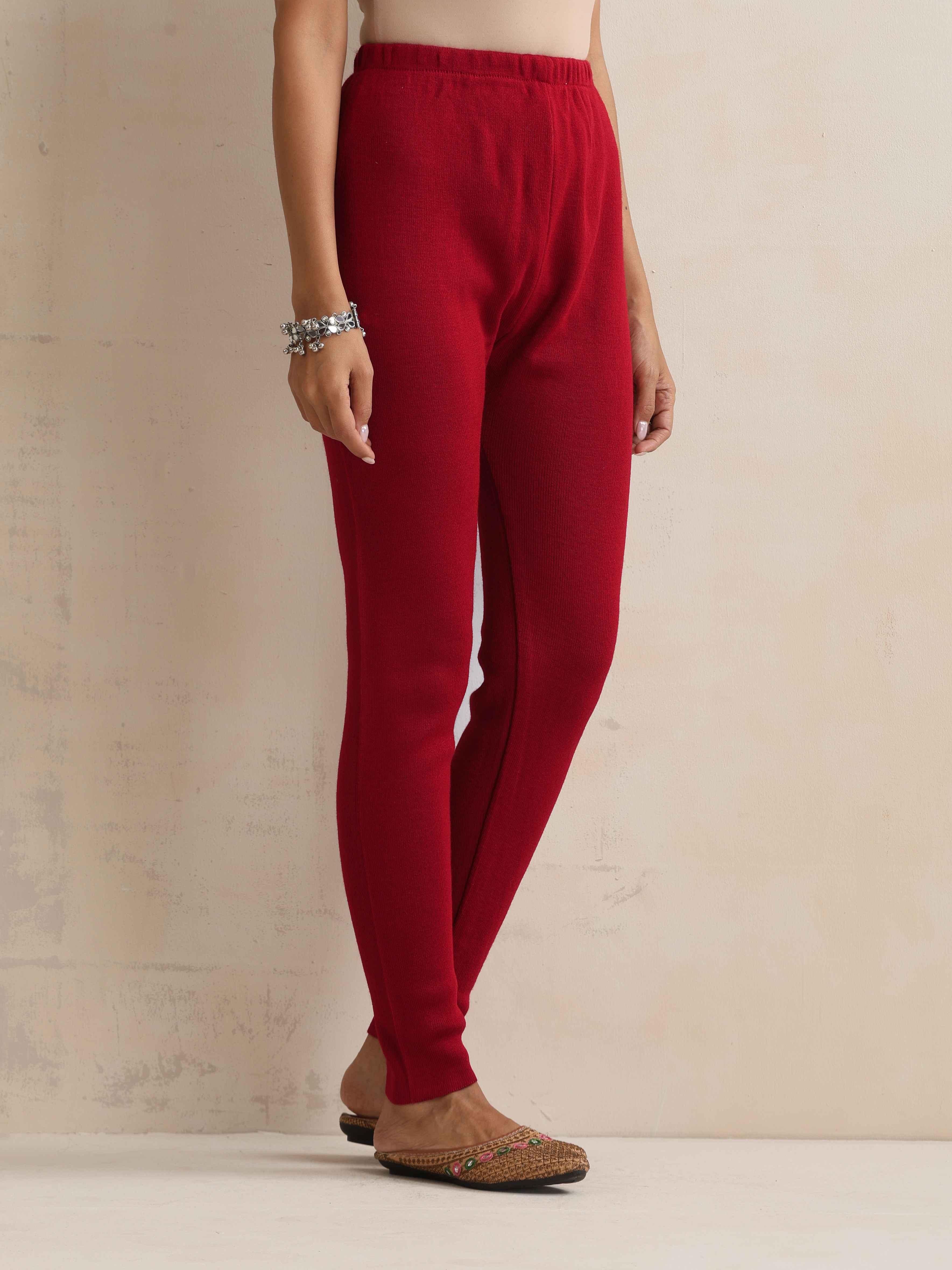 trueBrowns Maroon Woollen Leggings | Grocsy