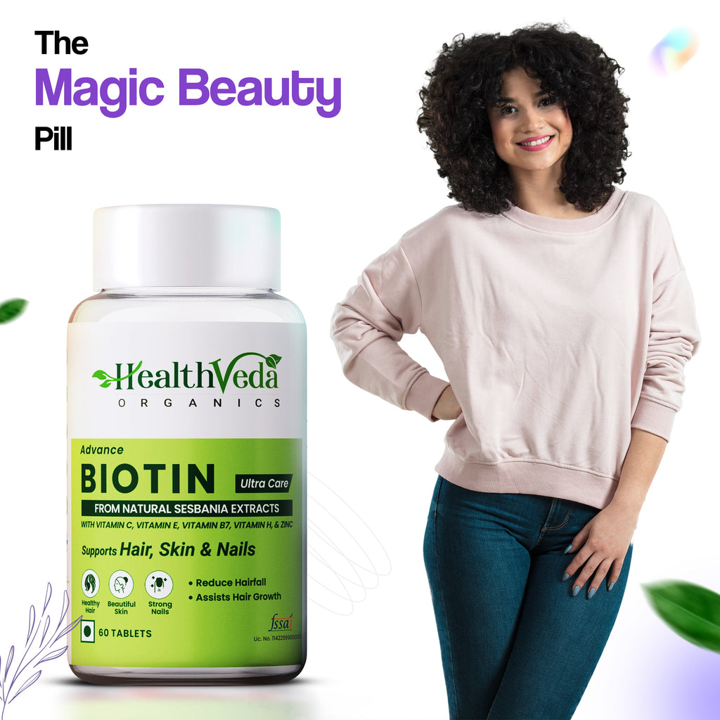 Health Veda Organics Advance Biotin Tablets | Grocsy