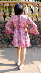 Noroke Purple Vintage Printed Beachwear Cover-Up Kimono | Grocsy