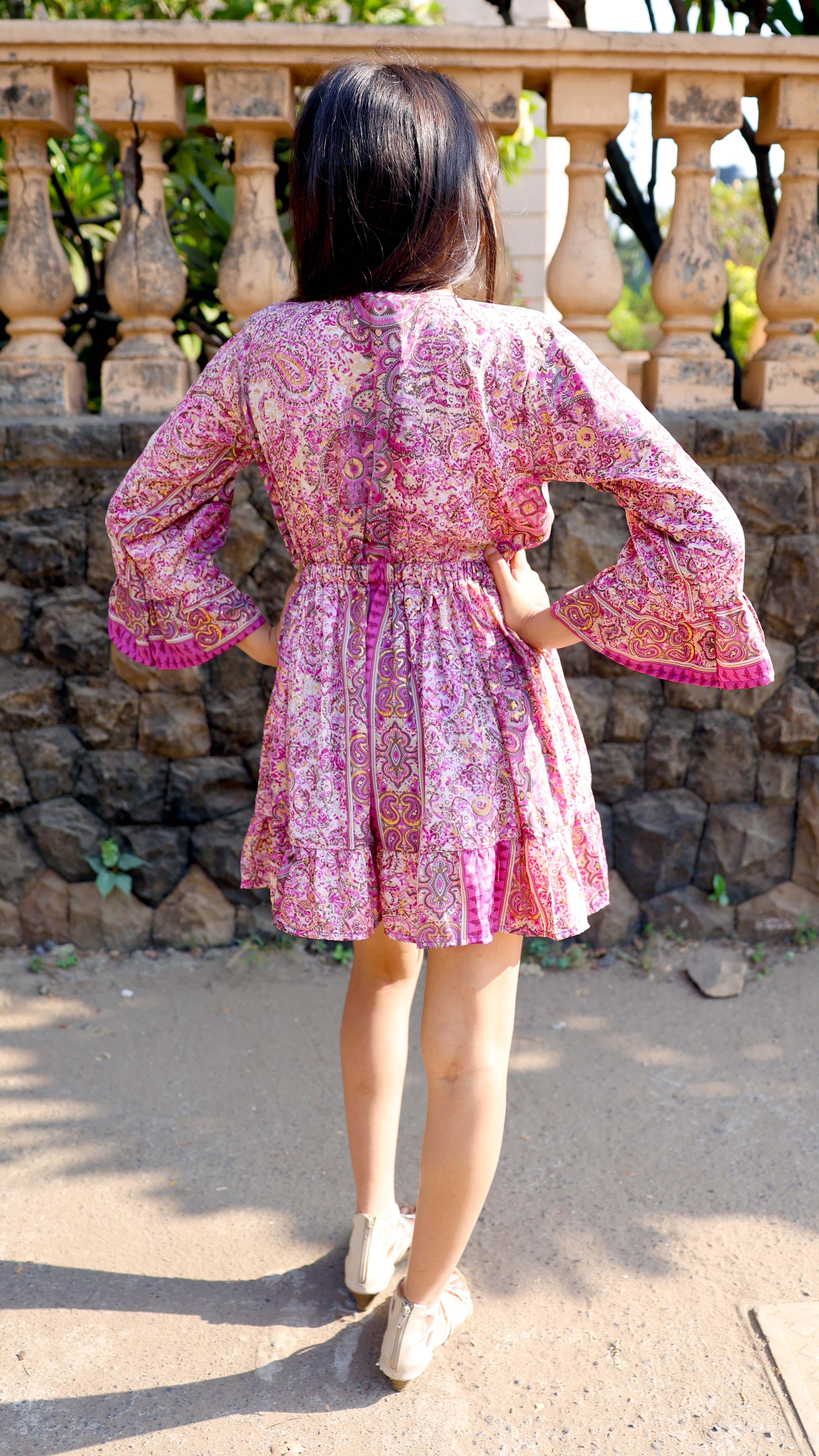 Noroke Purple Vintage Printed Beachwear Cover-Up Kimono | Grocsy