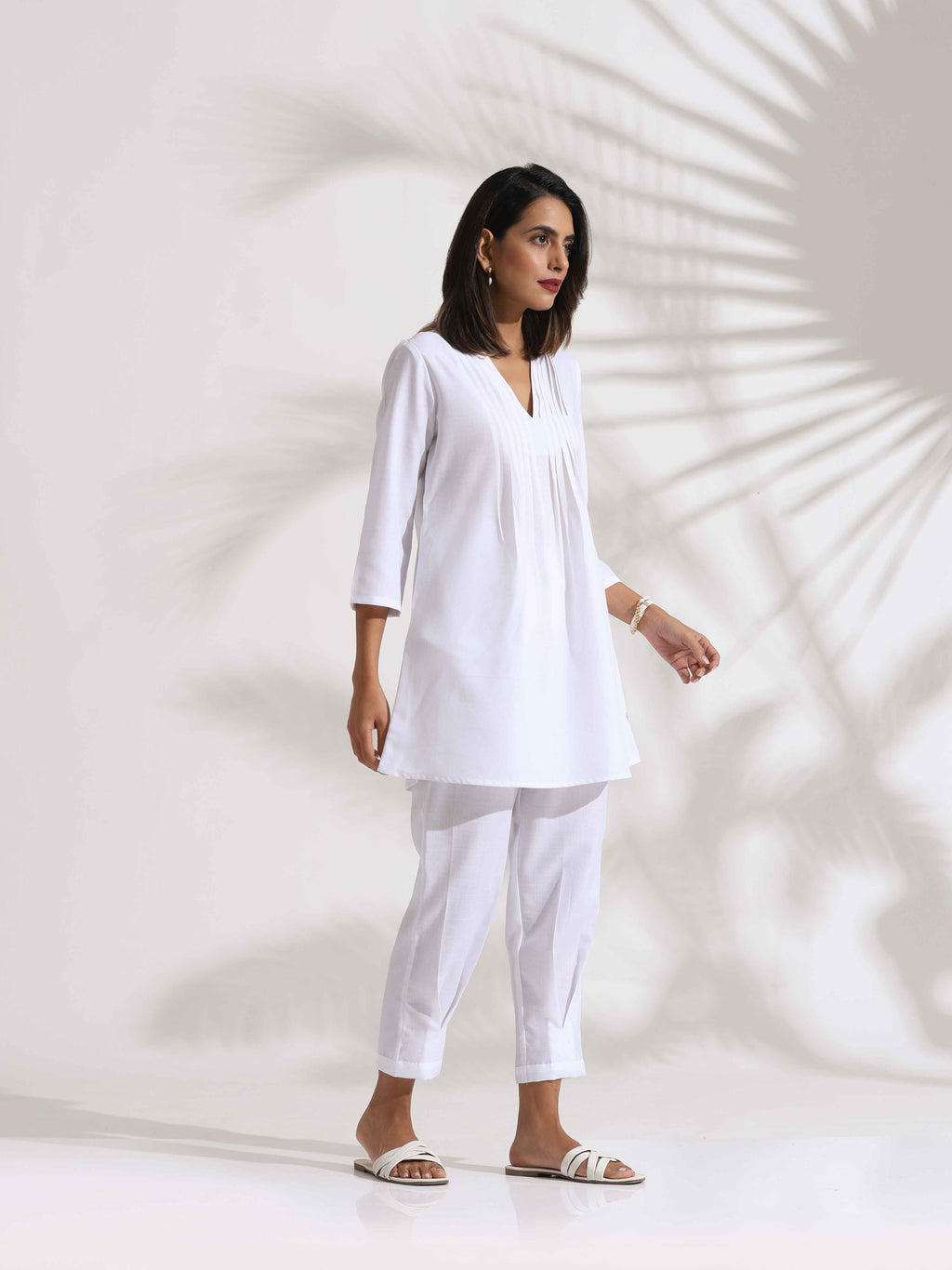 trueBrowns White Slub Co-ord Set | Grocsy