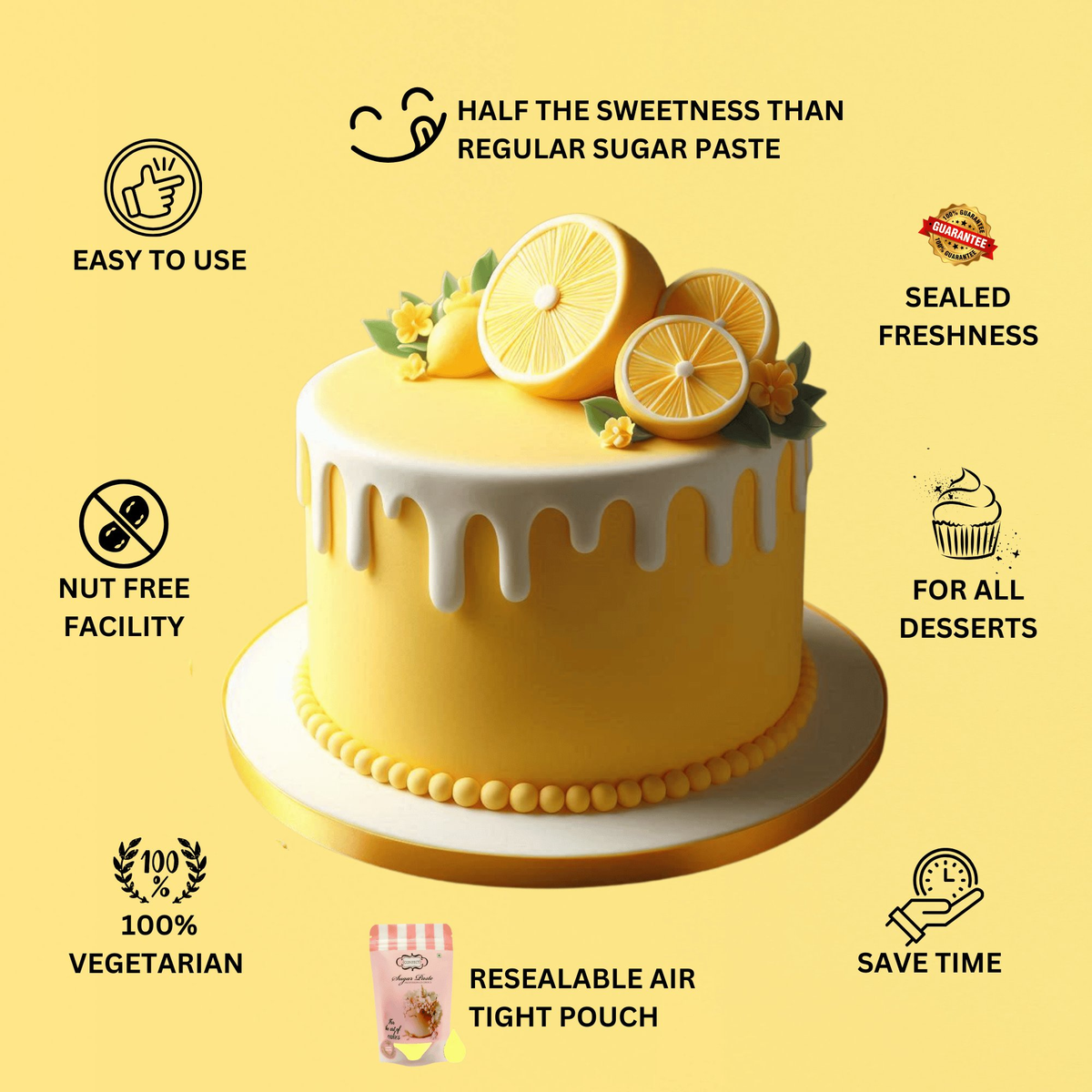 Confect Lemon Yellow Fondant | Edible Sugarpaste | Grocsy