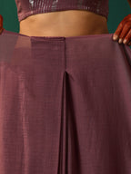 trueBrowns Mauve Cotton Silver Lurex Striped Ready to Wear Saree | Grocsy