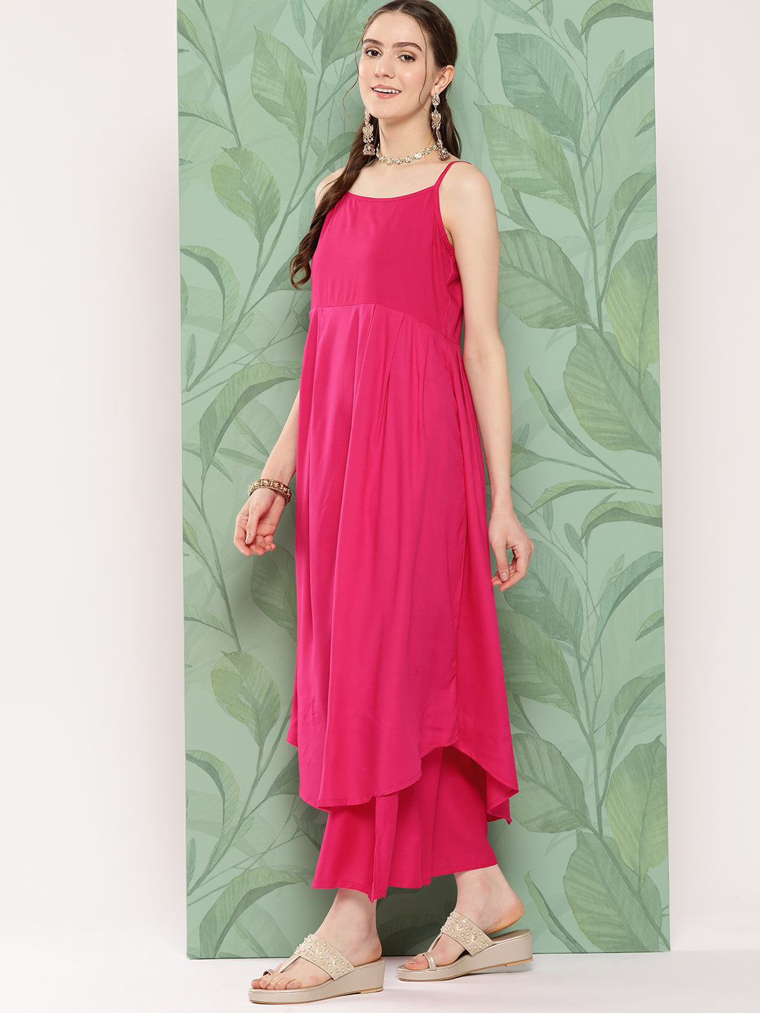 InWeave Women's Fuchsia Strappy Set W Navy Pink Or Dupatta | Grocsy