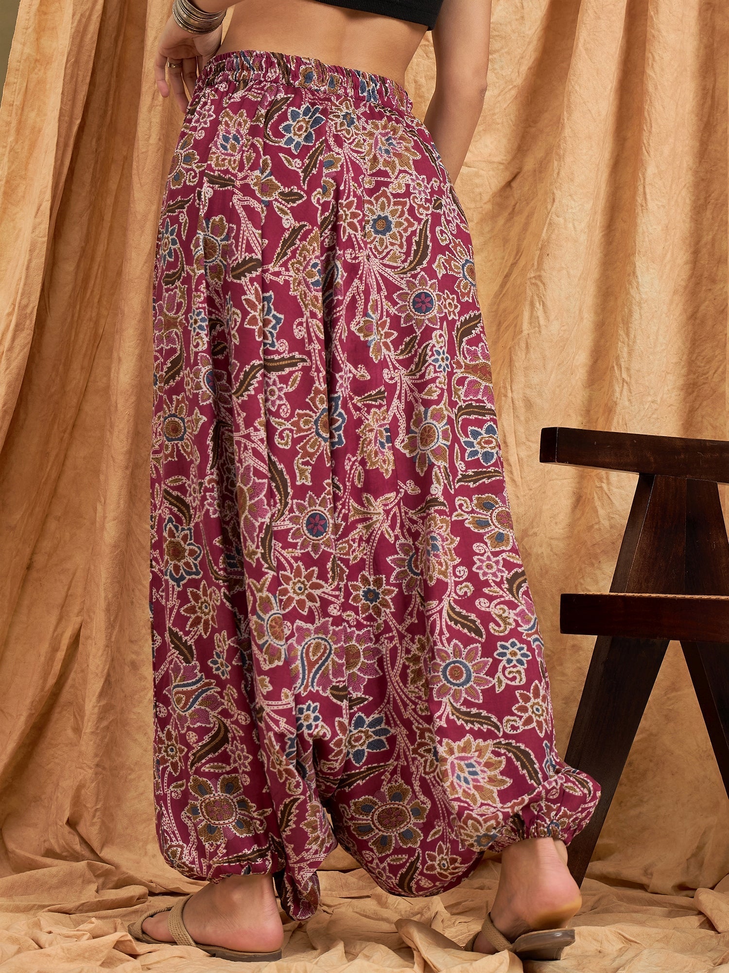 InWeave Burgundy Big Jaal Harem Pant | Grocsy