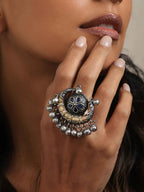 trueBrowns Silver Gold Tone Stone Ring | Grocsy