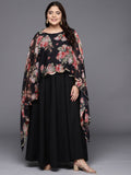 Ahalyaa Plus Size Boat Neck Maxi Ethnic Dress | Grocsy