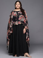 Ahalyaa Plus Size Boat Neck Maxi Ethnic Dress | Grocsy