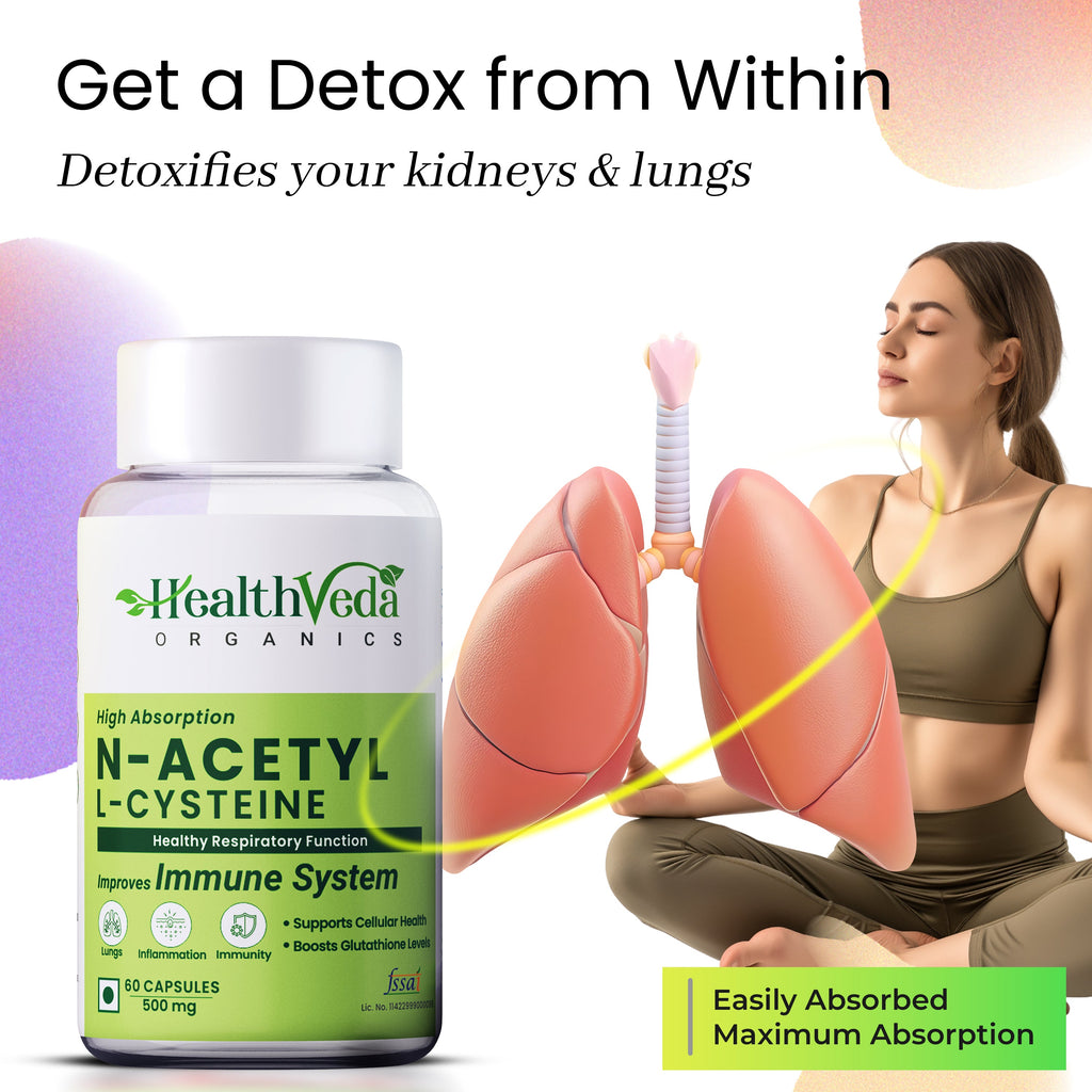 Health Veda Organics N - Acetyl L - Cysteine Veg Capsules | Grocsy