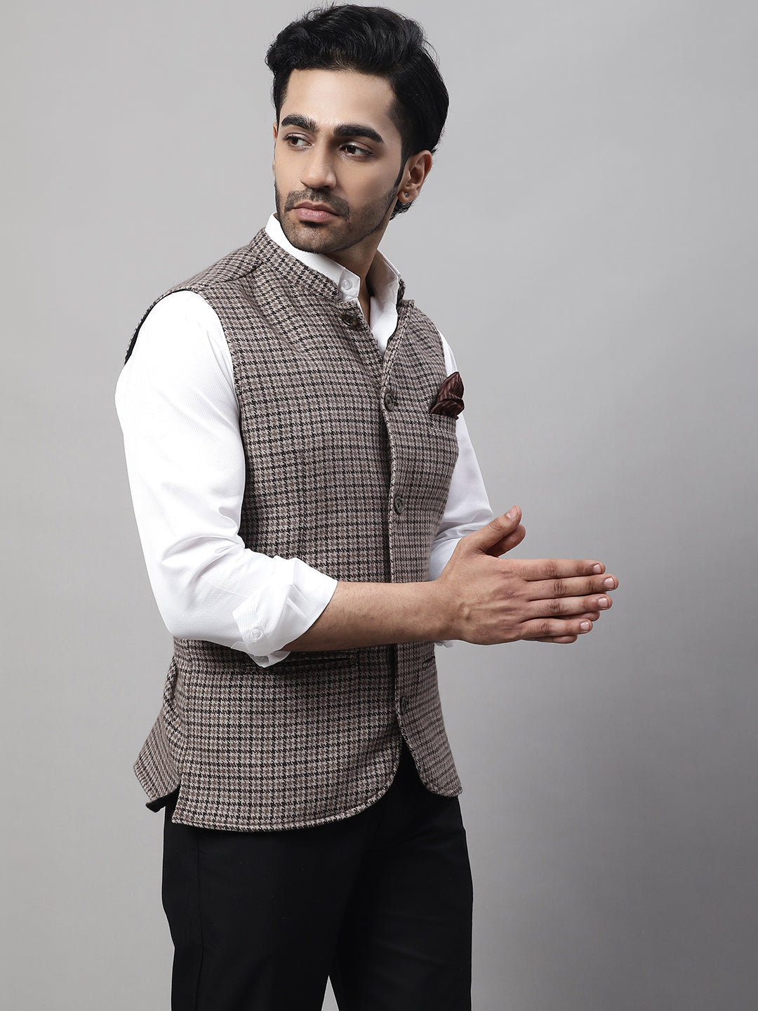 Even Apparels Men's Beige Pure Wool Nehru Jacket | Grocsy
