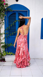 Noroke Vintage Crepe Vintage Printed Long Tiered Maxi Dress - Printed | Grocsy