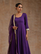 trueBrowns Violet Modal Satin Anarkali Set | Grocsy