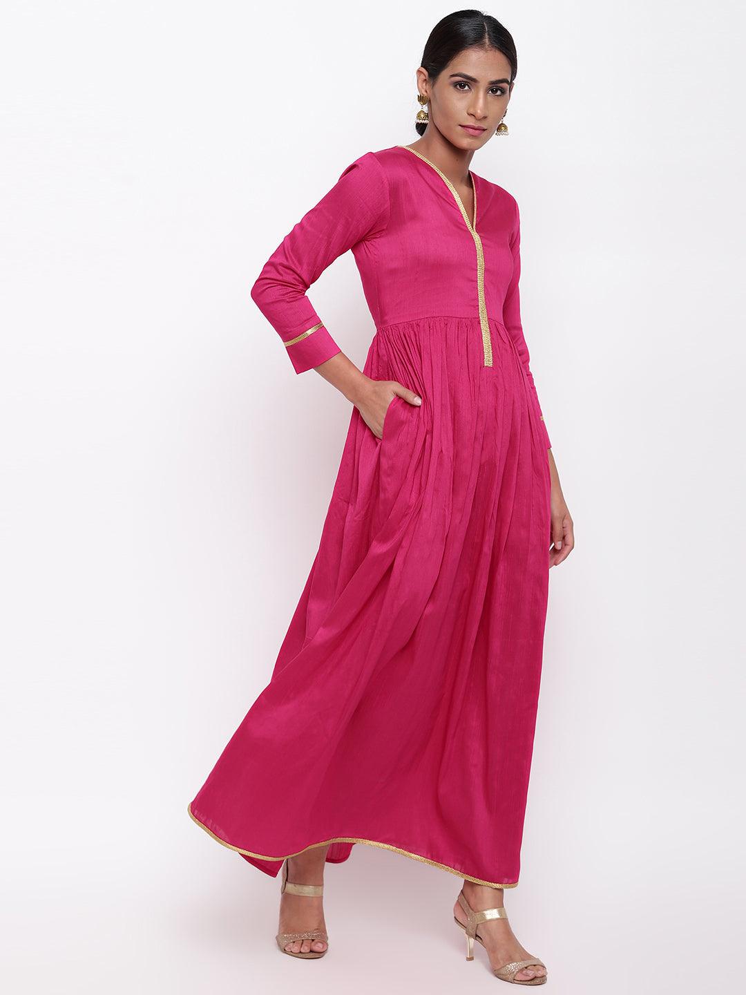 trueBrowns Pink Gold Lace Dress | Grocsy