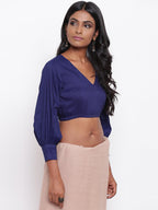 trueBrowns Blue Gathered Sleeve Top | Grocsy