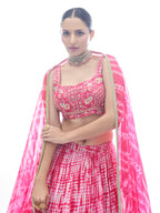 Myra Pink Jaquard Embroidered Designer Lehenga | Grocsy
