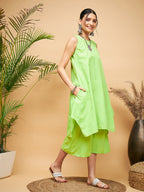 InWeave Women's Lime Green Short Kurta Palazzo Set | Grocsy
