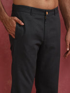 trueBrowns Men's Charcoal grey Cotton Twill Pants | Grocsy