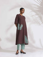 trueBrowns Cola Cotton Print Flared Kurta Set | Grocsy