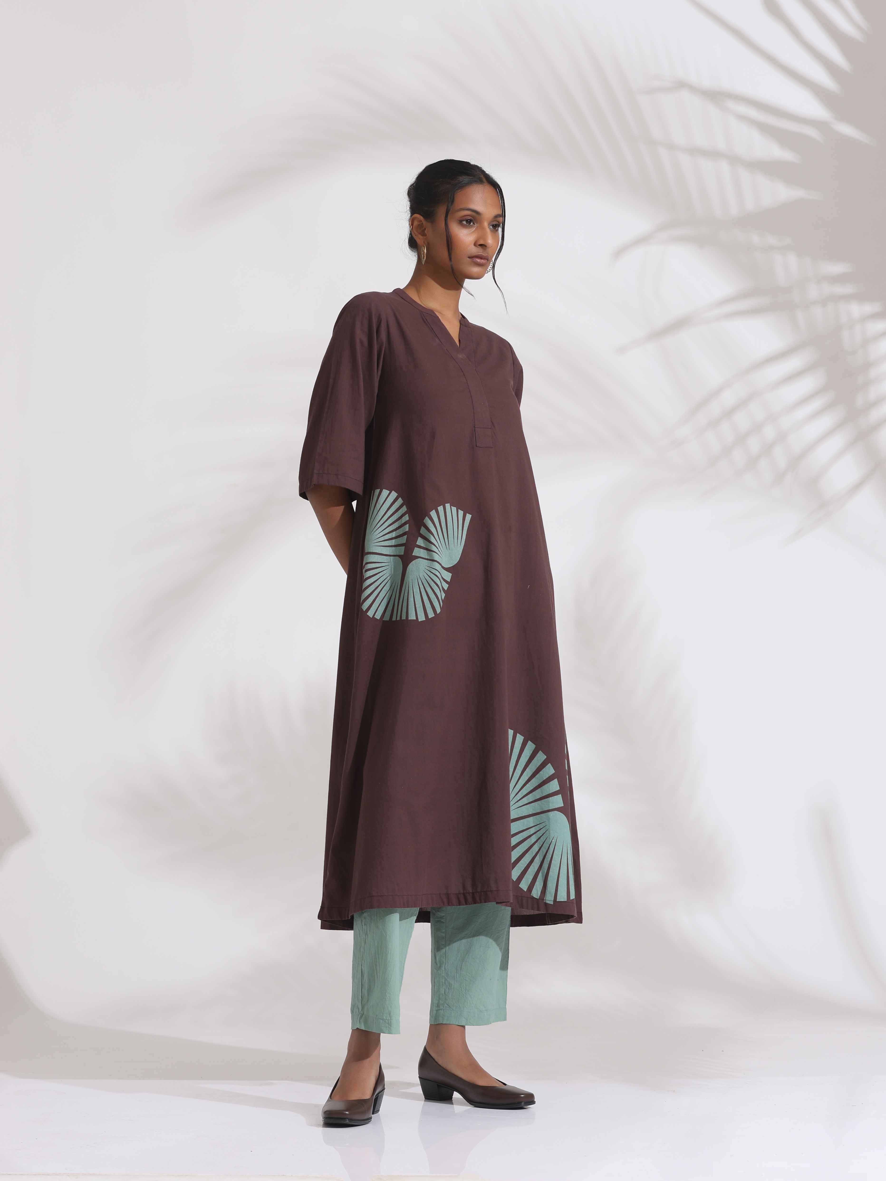 trueBrowns Cola Cotton Print Flared Kurta Set | Grocsy