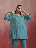 trueBrowns Light Blue Cotton Dobby Co-ord set | Grocsy
