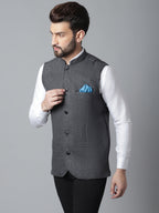 Even Apparels Men's Grey Pure Wool Nehru Jacket | Grocsy