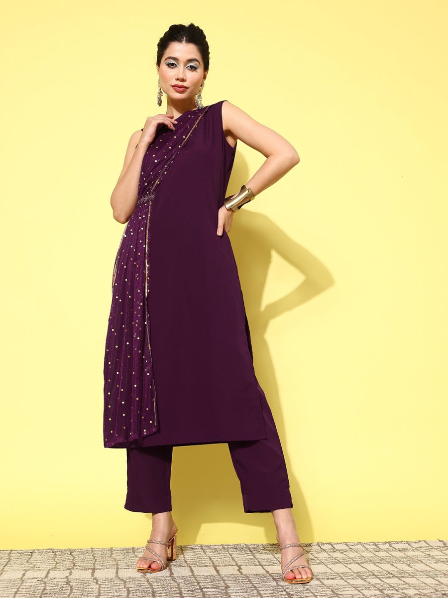 Ahalyaa Women Printed Regular Gotta Patti Kurta with Trousers | Grocsy