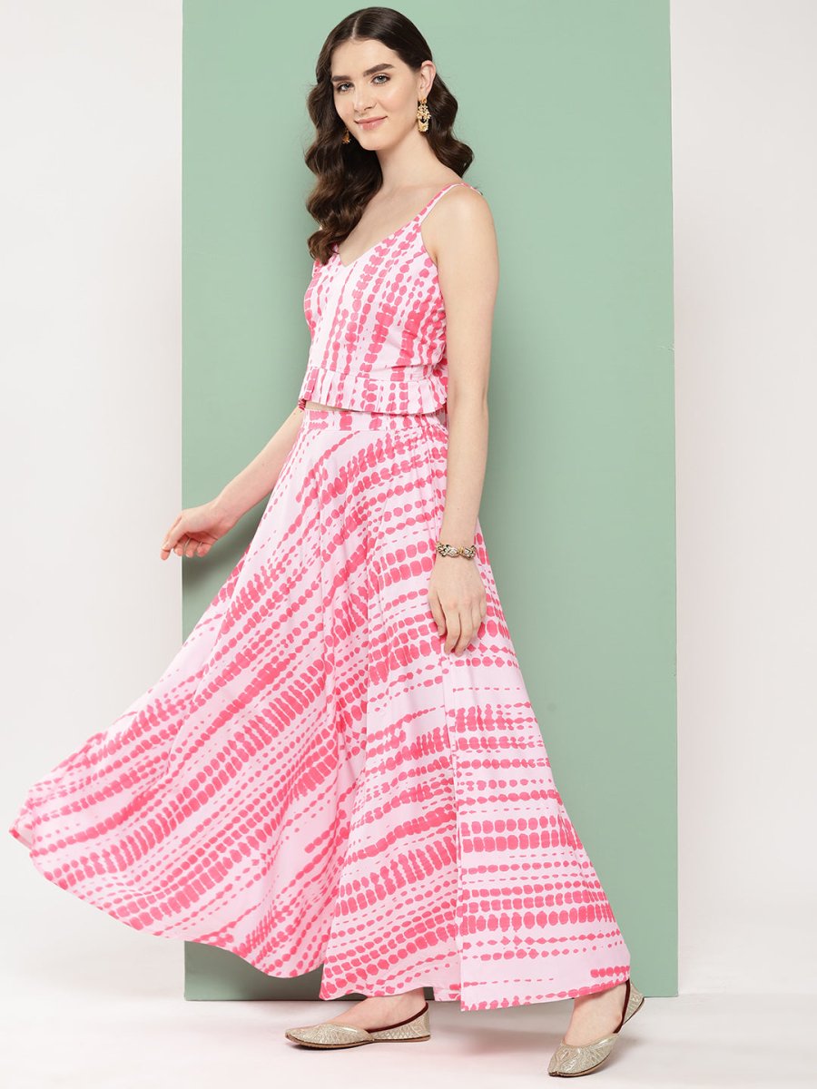 Ahalyaa Printed Ethnic Crop Top with Skirt | Grocsy
