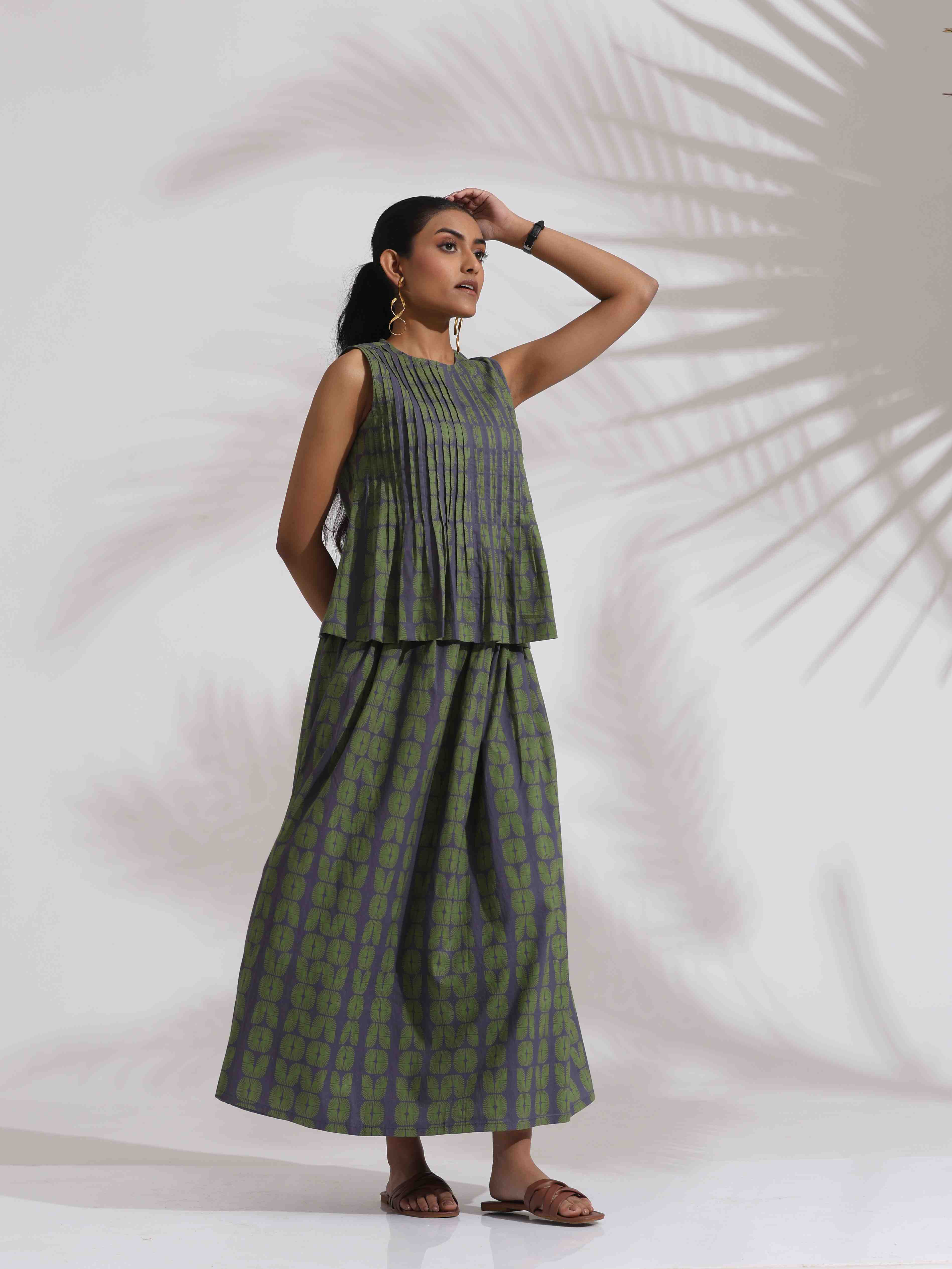 trueBrowns Grey Cotton Skirt Co-ord Set | Grocsy