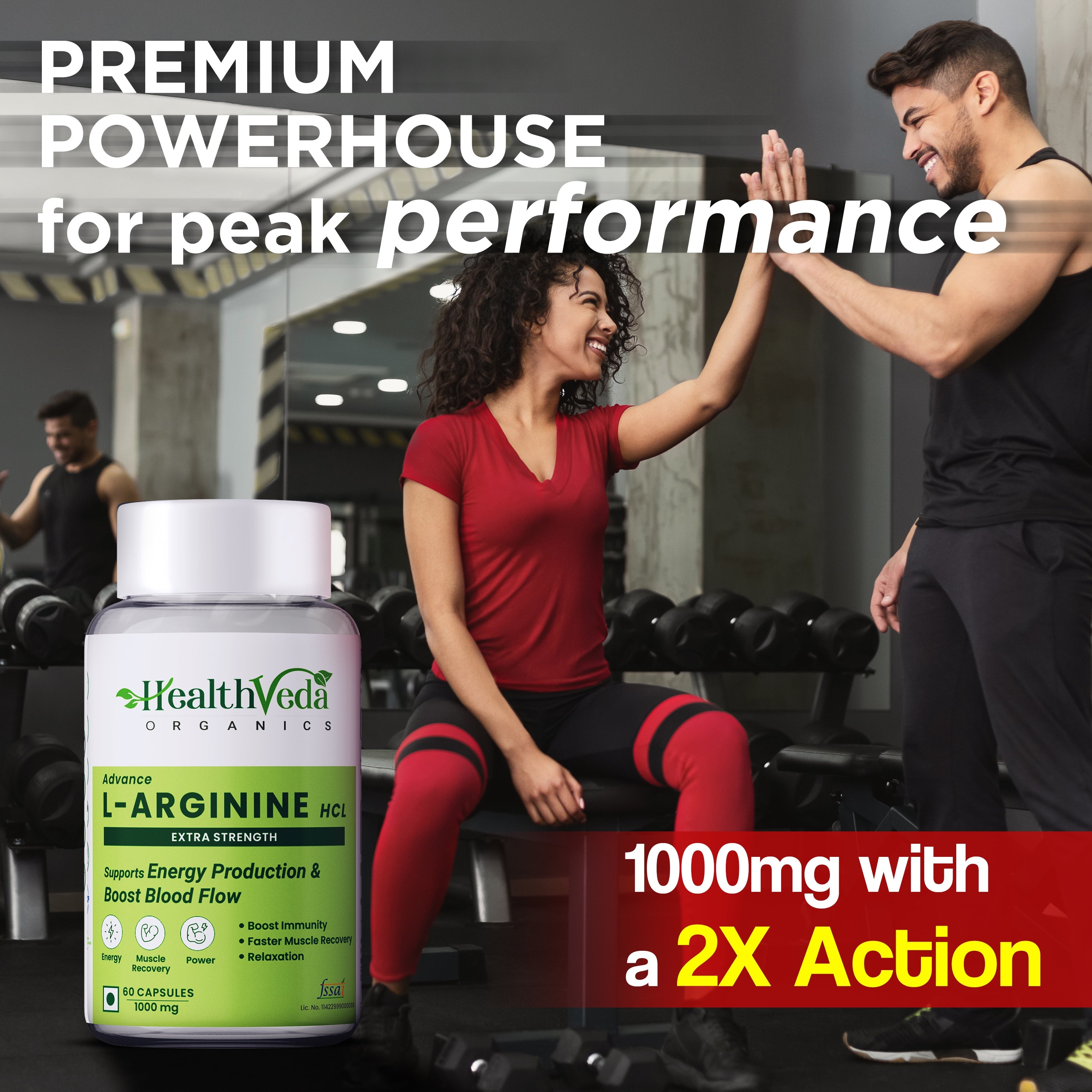 Health Veda Organics L Arginine Veg Capsules | Grocsy
