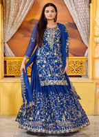 Yash Enterprise Trendy Fox Georgette Sequence Embroidery Readymade Blue Salwar Suit | Grocsy