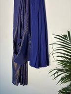 trueBrowns Electric Blue Metallic Saree | Grocsy