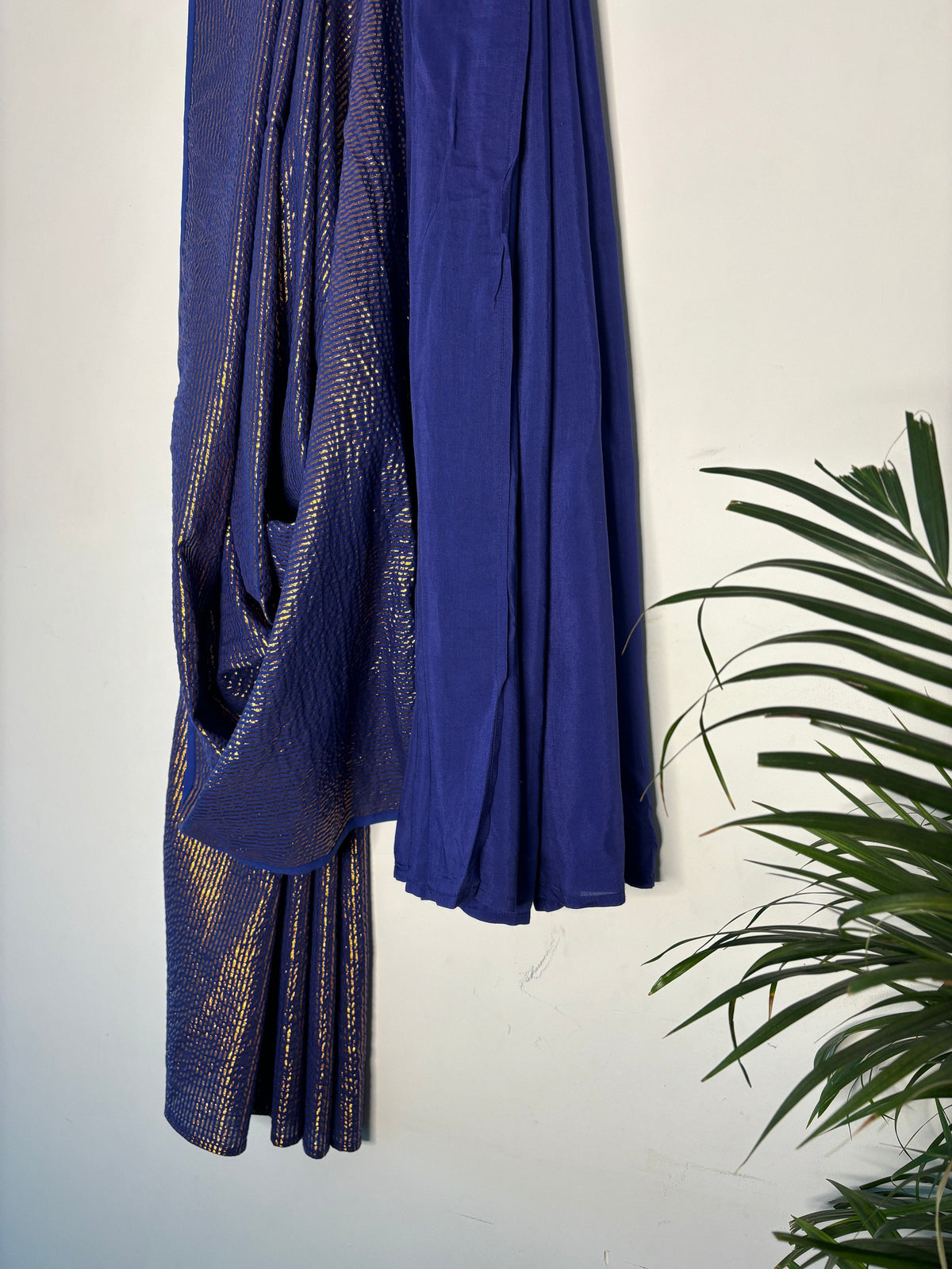 trueBrowns Electric Blue Metallic Saree | Grocsy