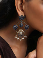 trueBrowns Silver Tone Chandbali Earrings | Grocsy