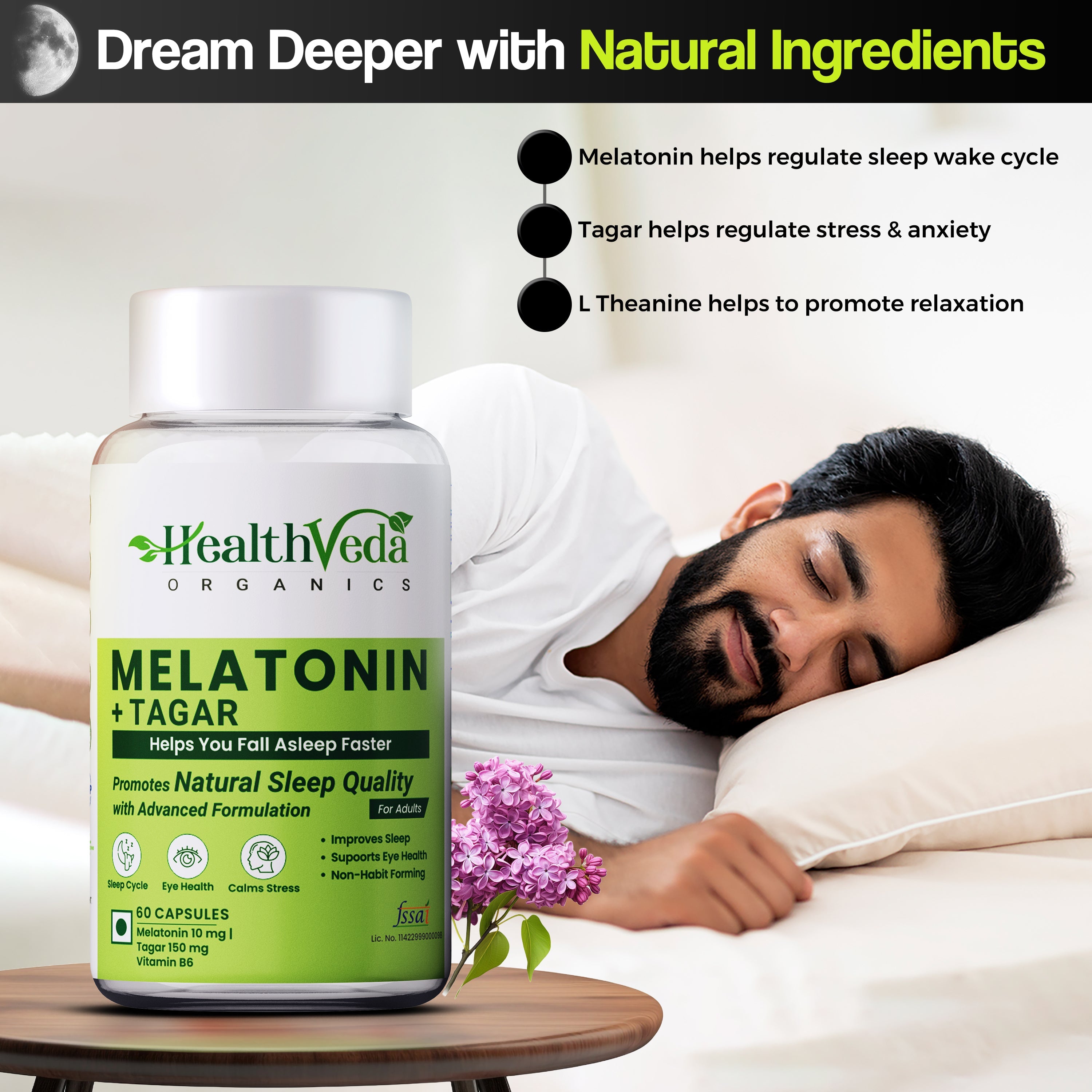 Health Veda Organics Melatonin Sleep & Relaxation Capsules | Grocsy