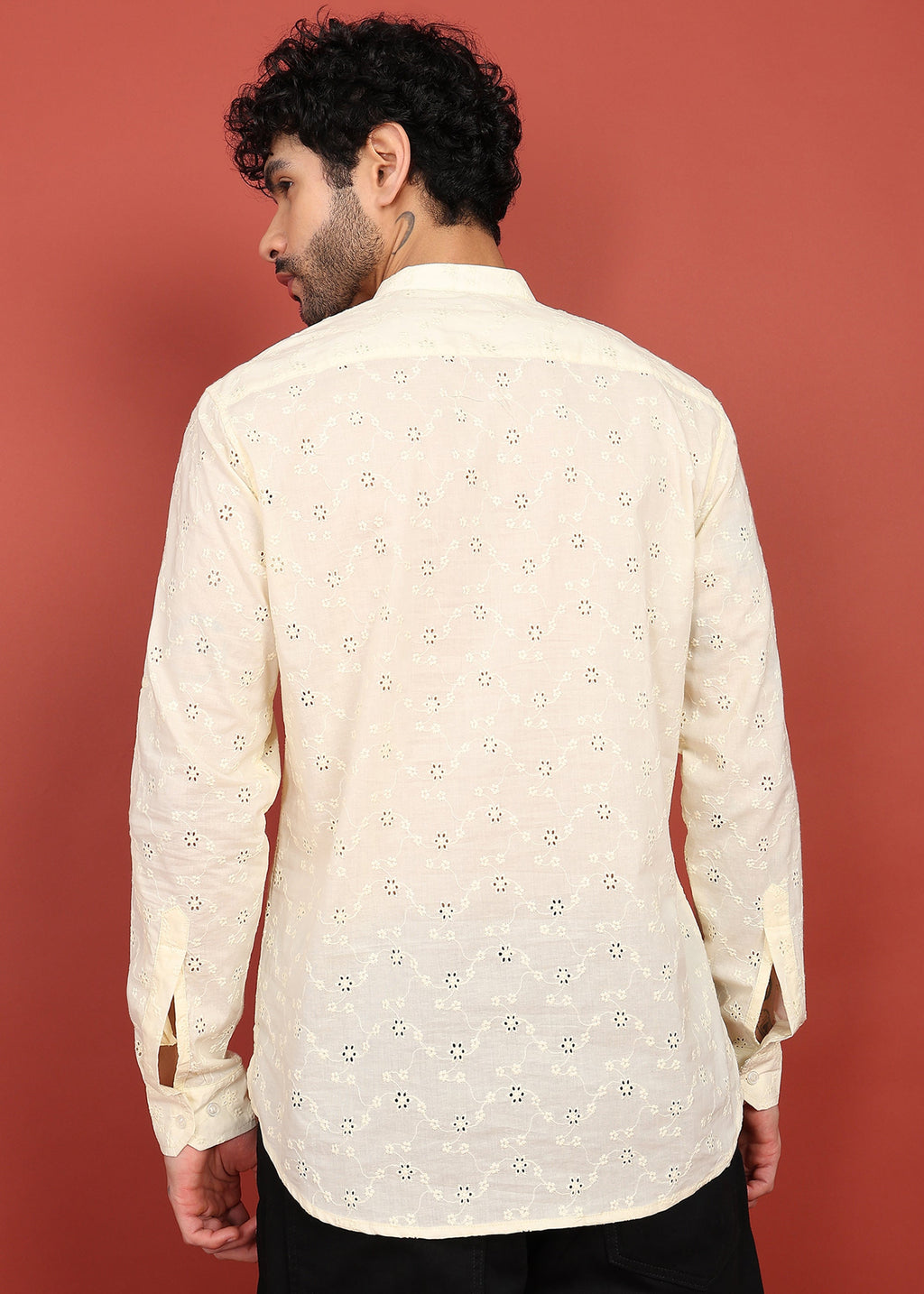 Fabmade Ivory Noor Dotted Short Kurta | Grocsy