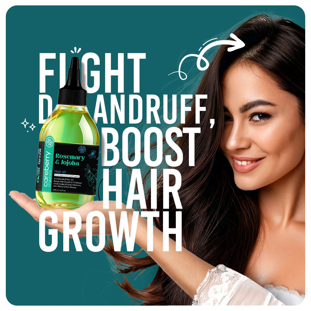Careberry 100% Organic Rosemary & Jojoba Anti Dandruff Hair Oil | Grocsy
