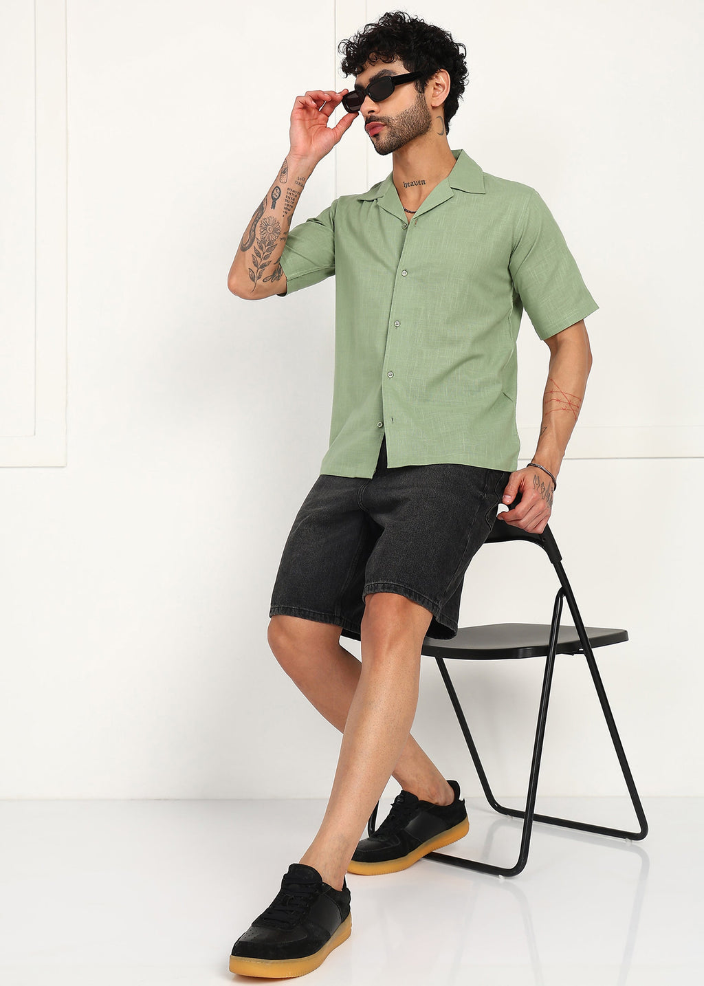 Fabmade Sage Breeze Linen Shirt | Grocsy