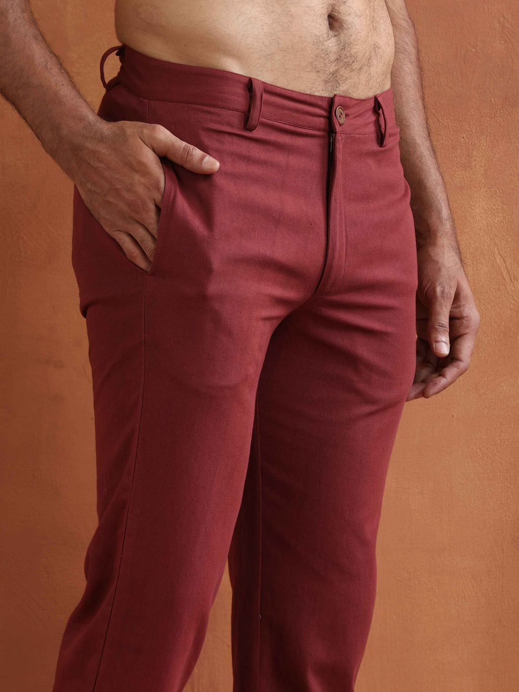 trueBrowns Men's Rust Cotton Twill Pants | Grocsy