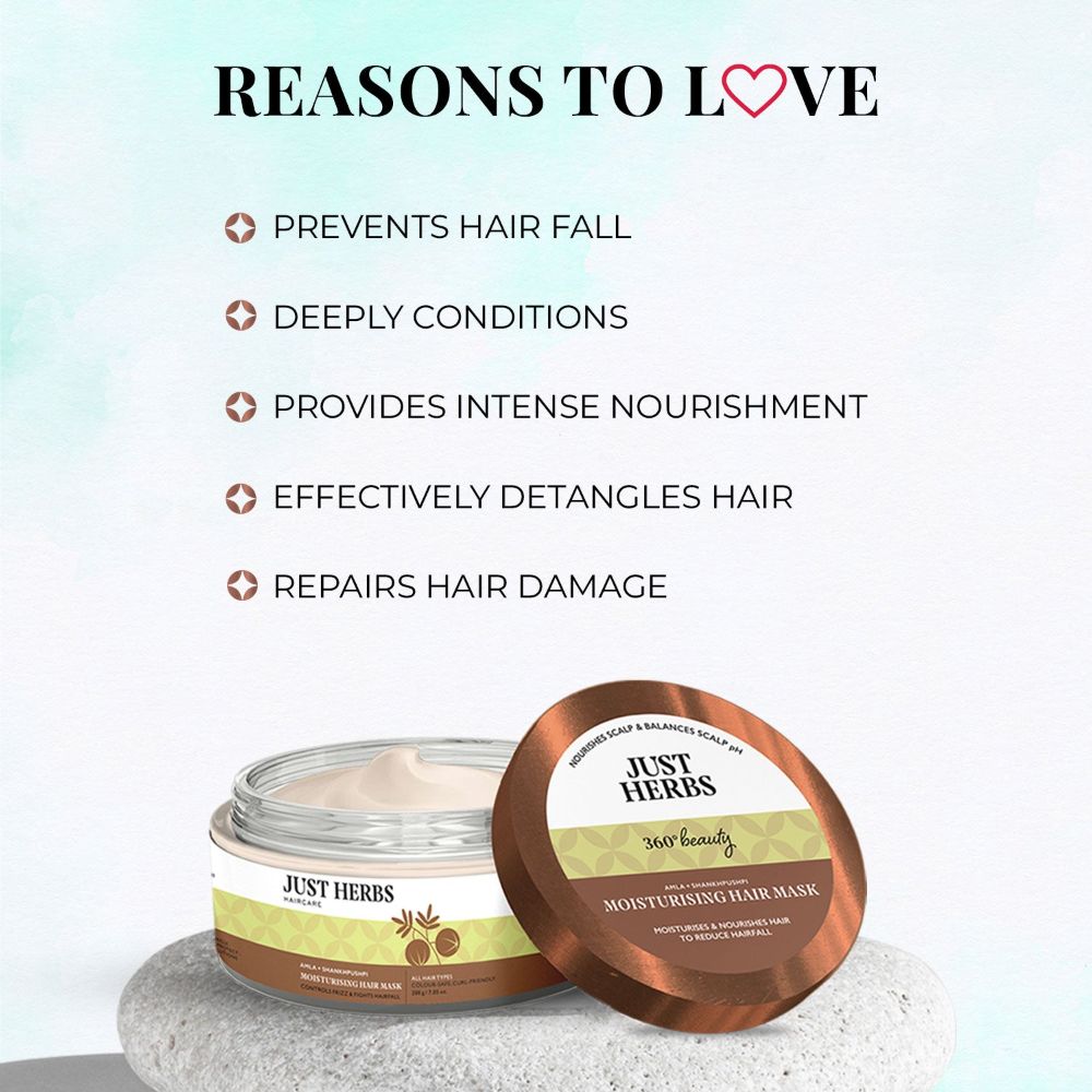 Just Herbs Moisturising Hair Mask with Amla and Shankhpushpi | Grocsy