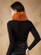 InWeave Women's Carrot Orange Fur Neckpiece | Grocsy