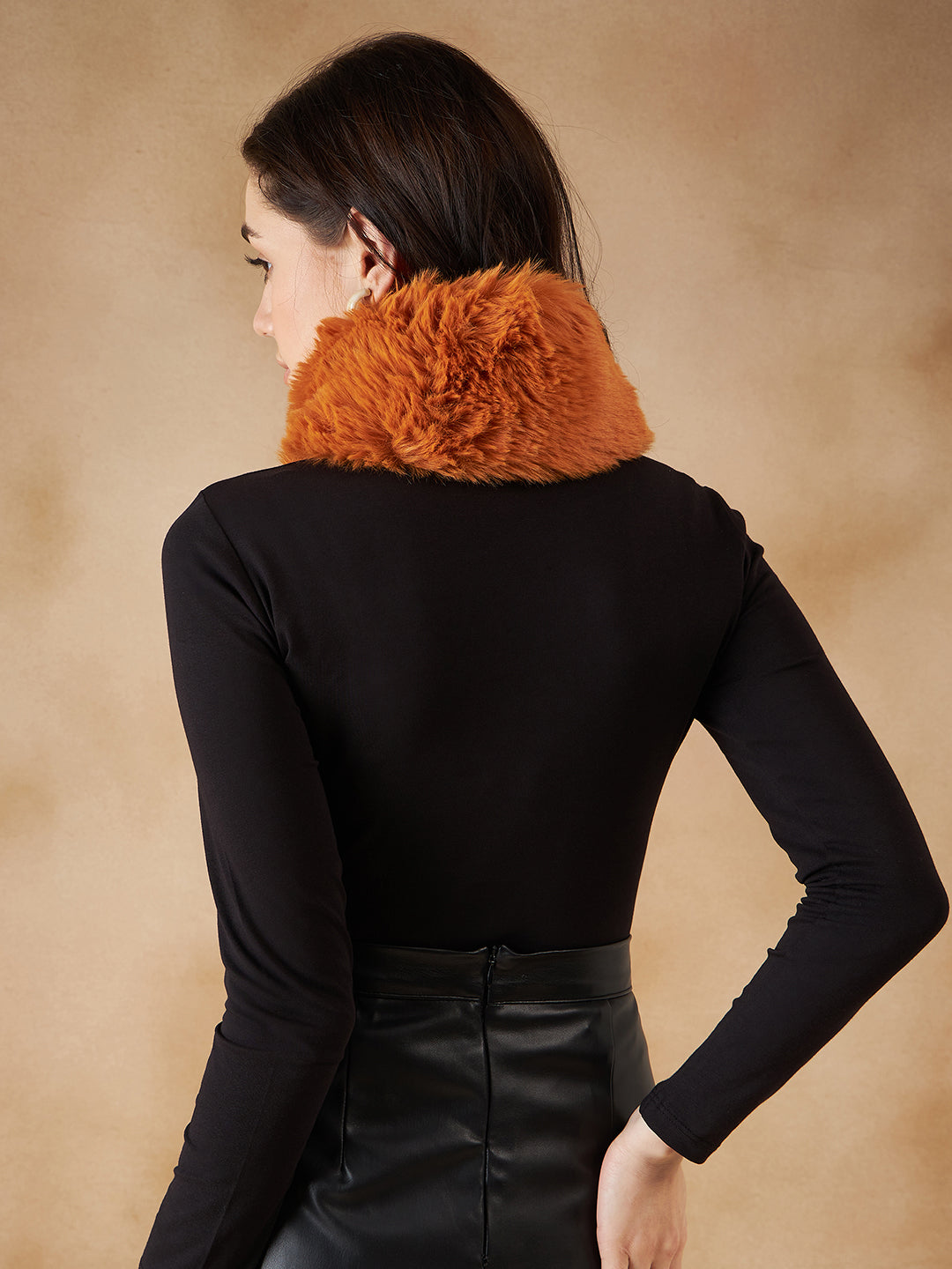InWeave Women's Carrot Orange Fur Neckpiece | Grocsy