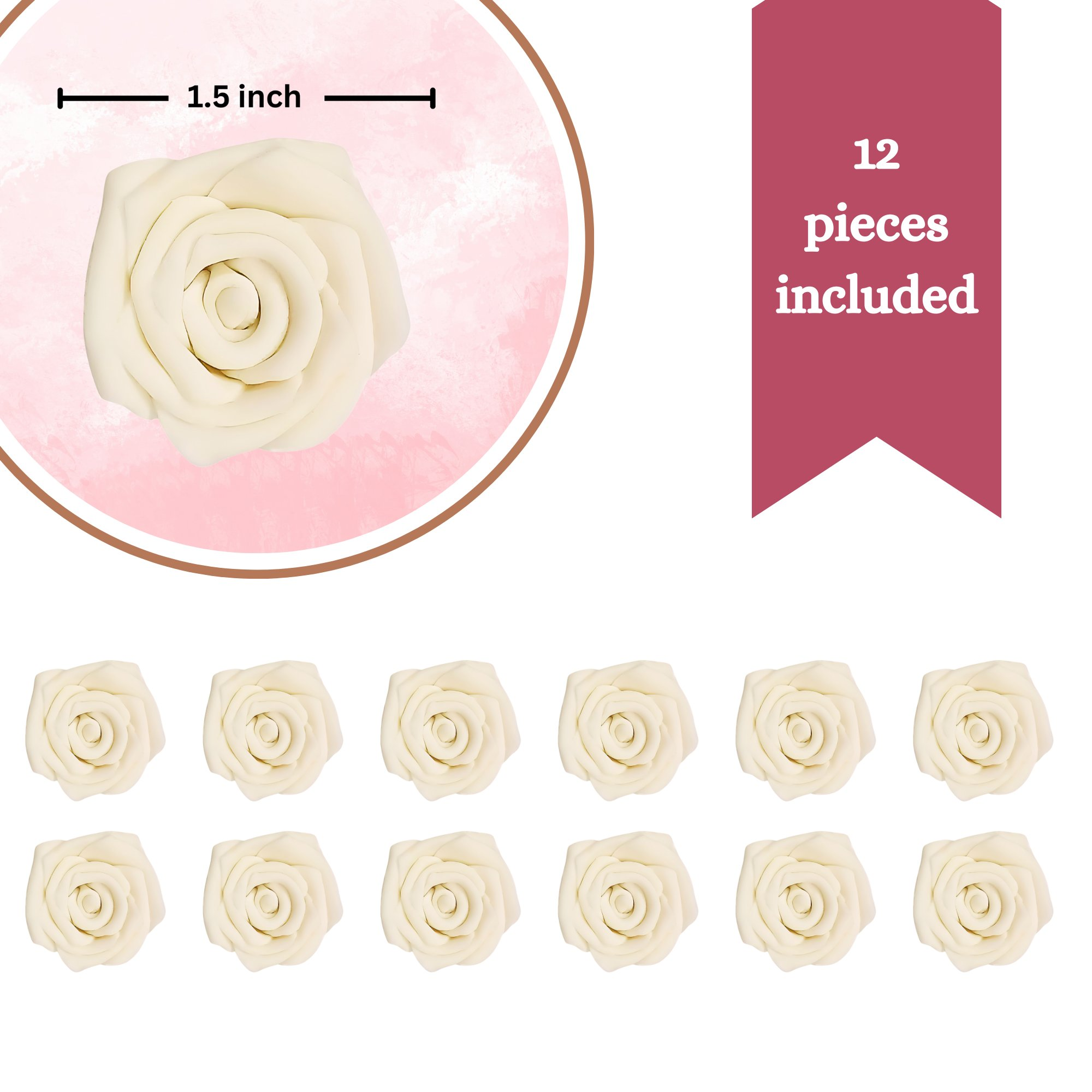 Confect Classic Pearl Ivory | Edible Sugar Roses Topper | Grocsy